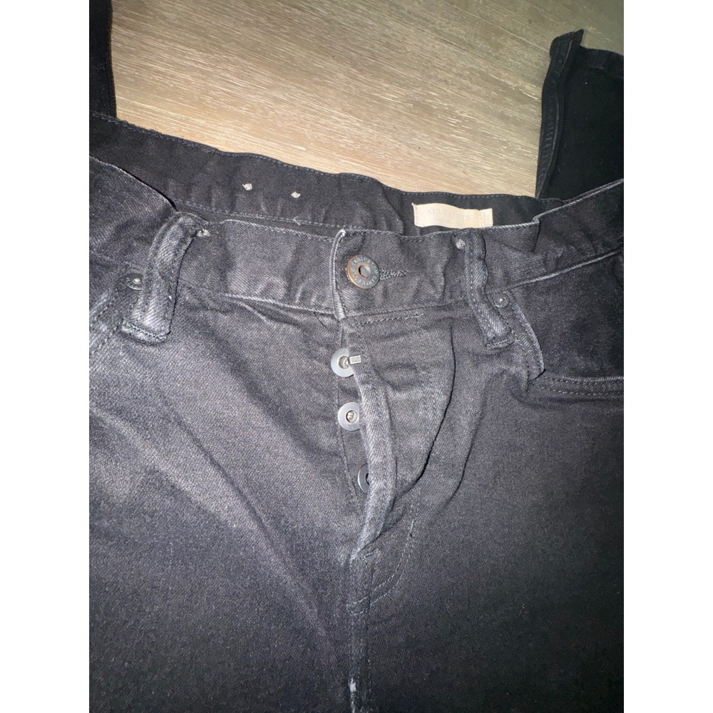 AllSaints Carter Slim Fit Jeans Mens W30 Washed Black Button Fly‎ Denim - Picture 2 of 6